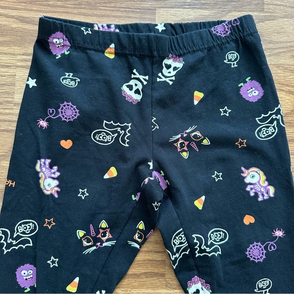 Celebrate Halloween Girls Leggings Medium 7/8 Black Skulls Unicorn Bats Cat EUC! - Picture 2 of 6